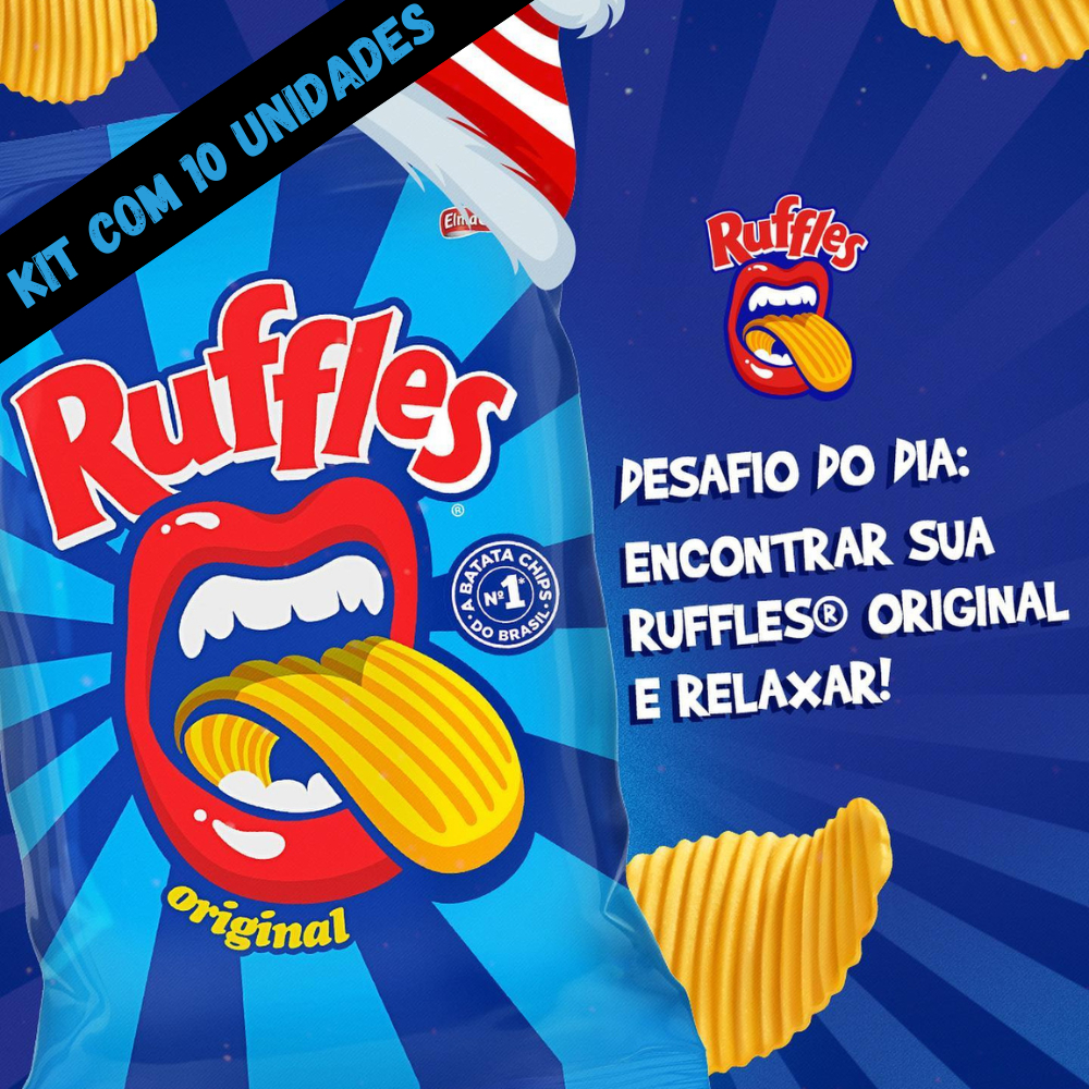 Kit com 10 Batata Frita Ondulada Original Ruffles Pacote 32g, 76g, 115g Elma Chips