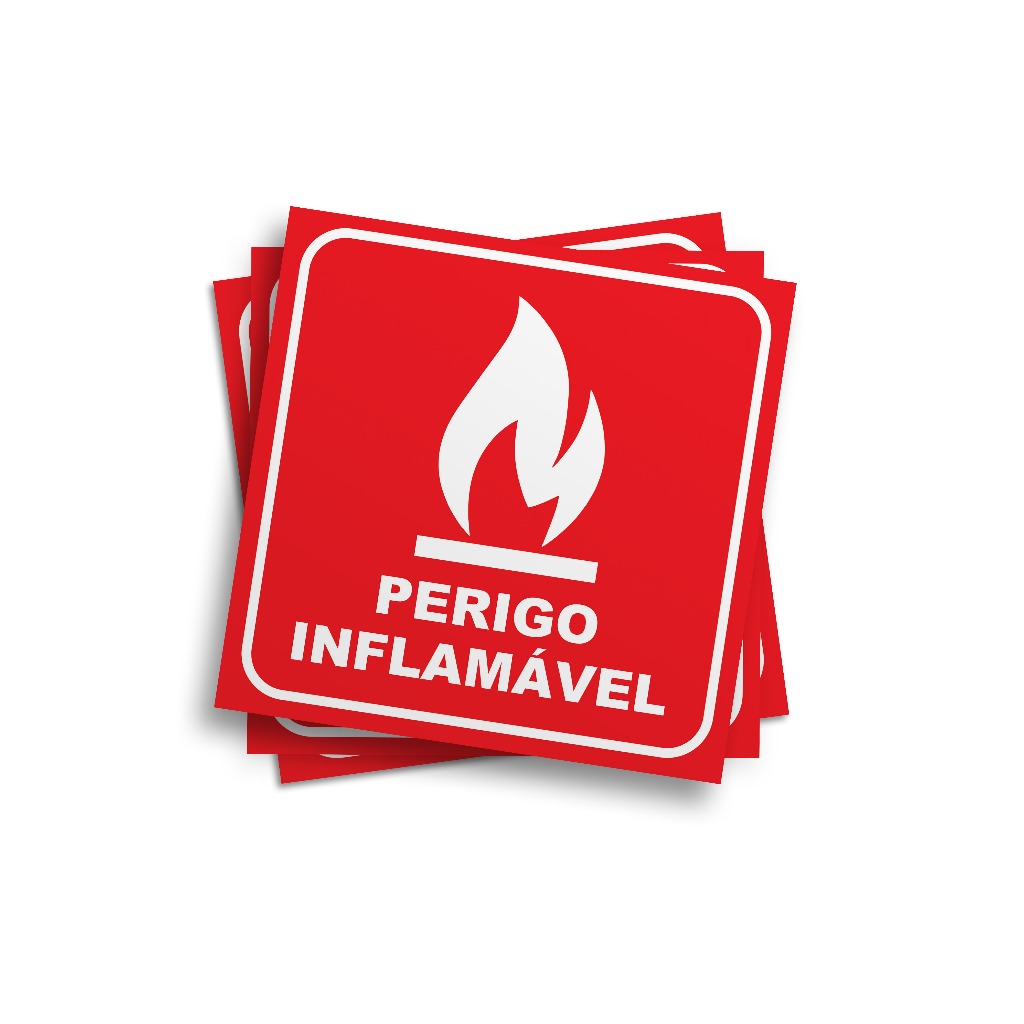 Kit Adesivo Perigo Inflamável Sinalização Incêndio 15x15cm | Shopee Brasil