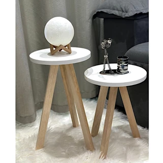 Kit 2 Mesinha Canto e Centro Luxo Redonda Decoração Moderna