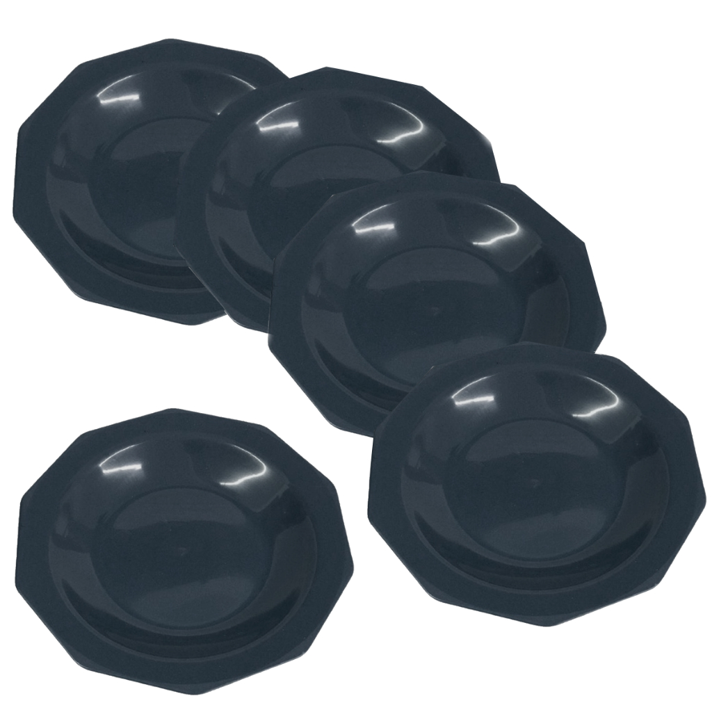 Kit 10 Pratos Redondos Preto Fundos Refeição Churrasco Festa Jantar