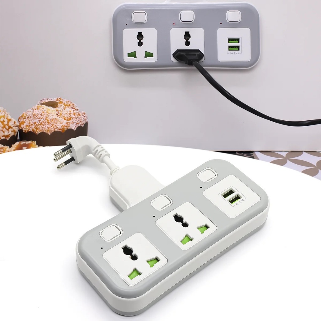 Filtro de Linha Clamper Extensão 2 Tomada Com 2 USB Bivolt