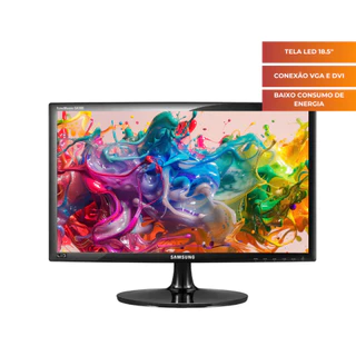 Monitor 18.5" LED Samsung S19A300B HD Widescreen Conexões VGA e DVI-D com Inclinação