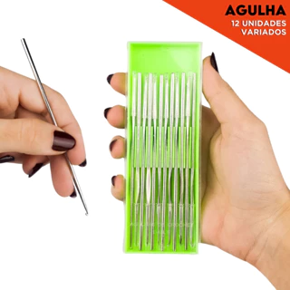 Kit Agulhas de Crochê - Estojo com 12 Unidades Variados - NYBC em Oferta na Shopee