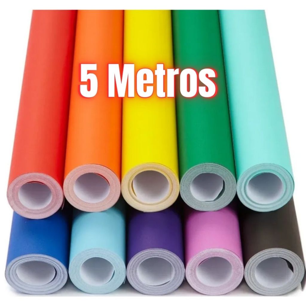 Papel Adesivo Tipo Contact Colorido Fosco Brilho Lavável 45cmx5m ...