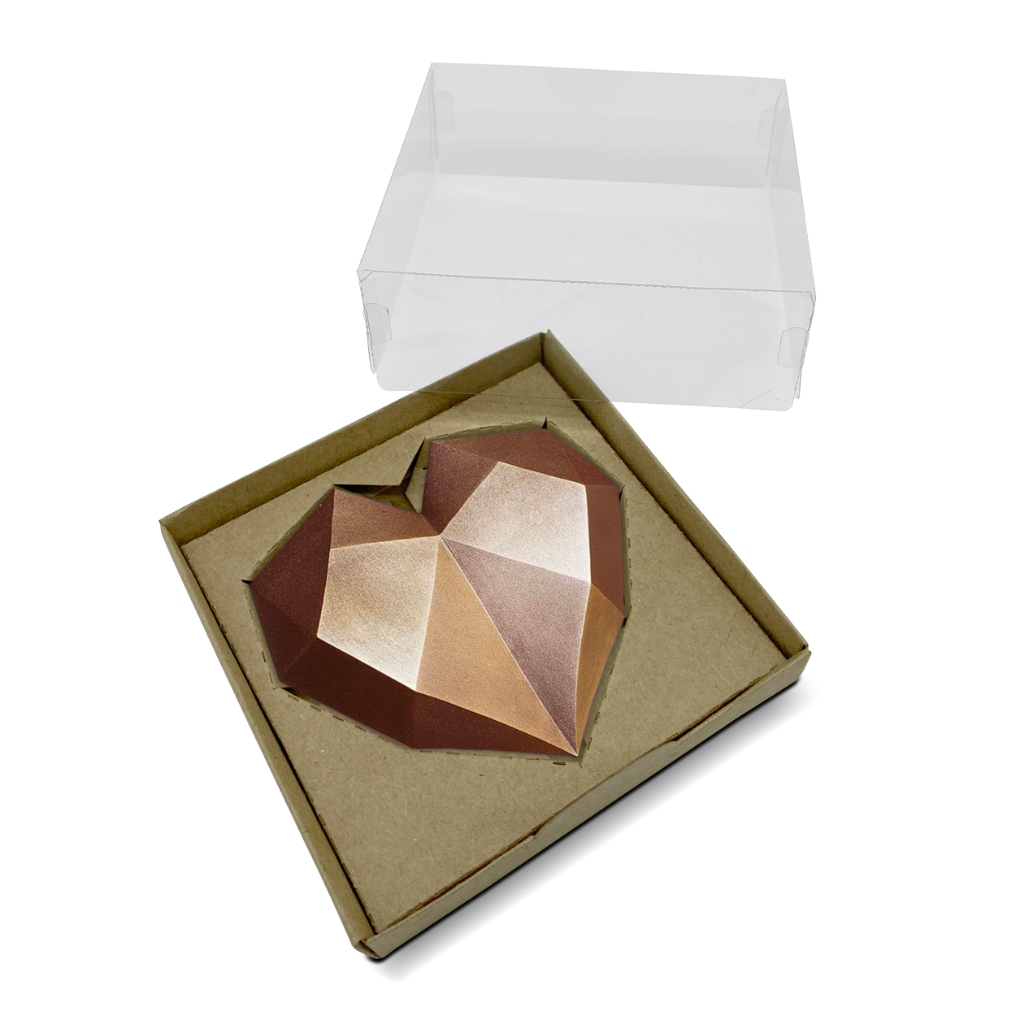 Caixa para Coração Lapidado 200g 11x11x4cm Dia das Mães e Namorados 10 Unidades