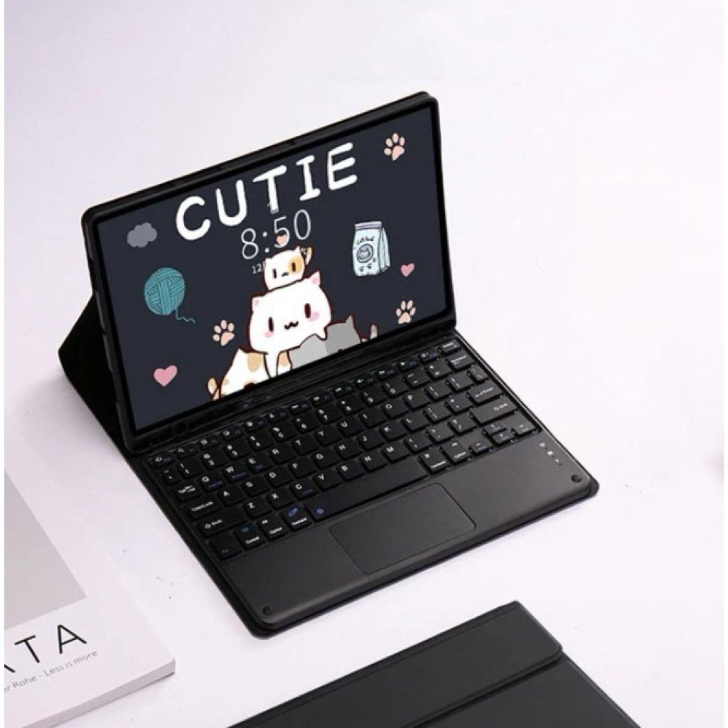 Capa Com teclado Compatível Com Tablet Galaxy Tab S7 Fe S7+ Com Espaço Para Caneta
