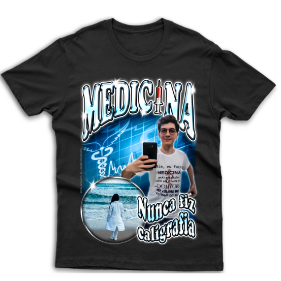 Camiseta camisa meme medicina ''nunca fiz caligrafia"