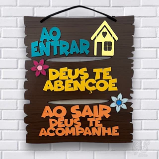Quadro Decorativo AO ENTRAR DEUS TE ABENÇOE AO SAIR DEUS TE ACOMPANHE