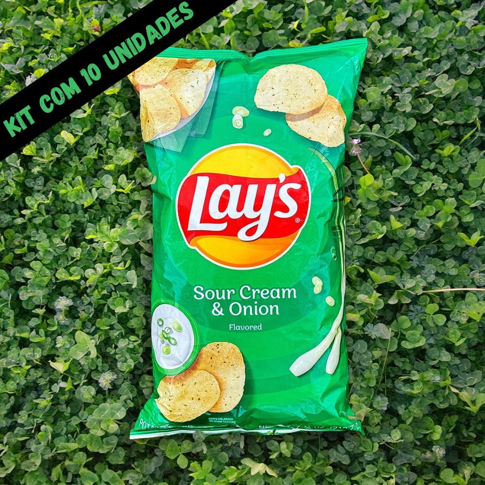 Kit com 10 Batata Frita Lisa Sour Cream Pacote 45g, 70g Lay's