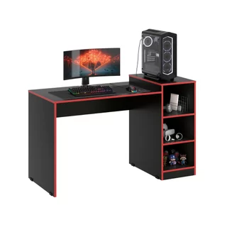 Mesa Gamer EE Escrivaninha com Nichos Vermelho e Preto