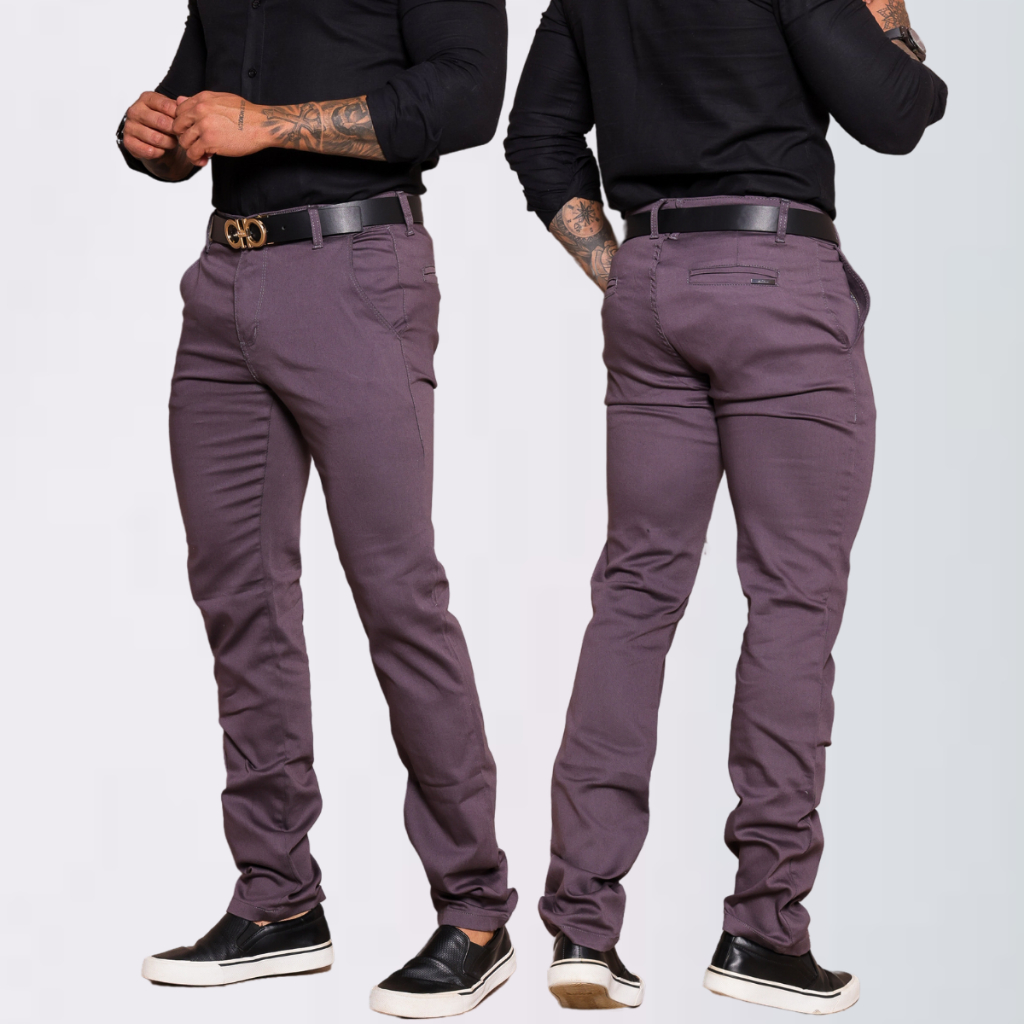 Calça Masculina Esporte Fino Premium Sarja Acetinada Com Lycra Estilo ...