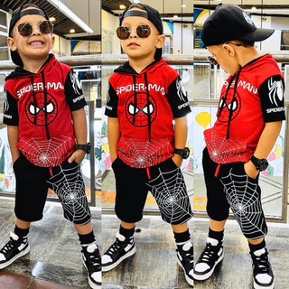 Conjunto Marvel Infantil Juvenil Masculino Menino Aranha Kit Lançamento Verão Camisa e Bermuda