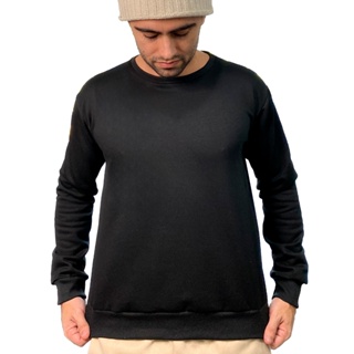 Blusa de Moletom Gola Careca Redonda Liso Unissex Blusa De Frio Sem Capuz