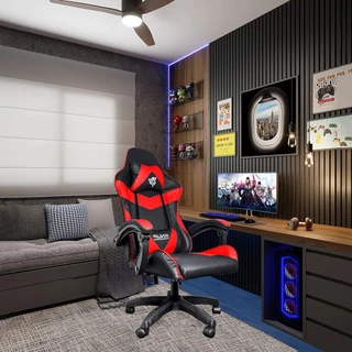 Cadeira Gamer Setup Escritório Estofado Couro Ergonômica Almofada Ajustável Reclinável 150° Profissional