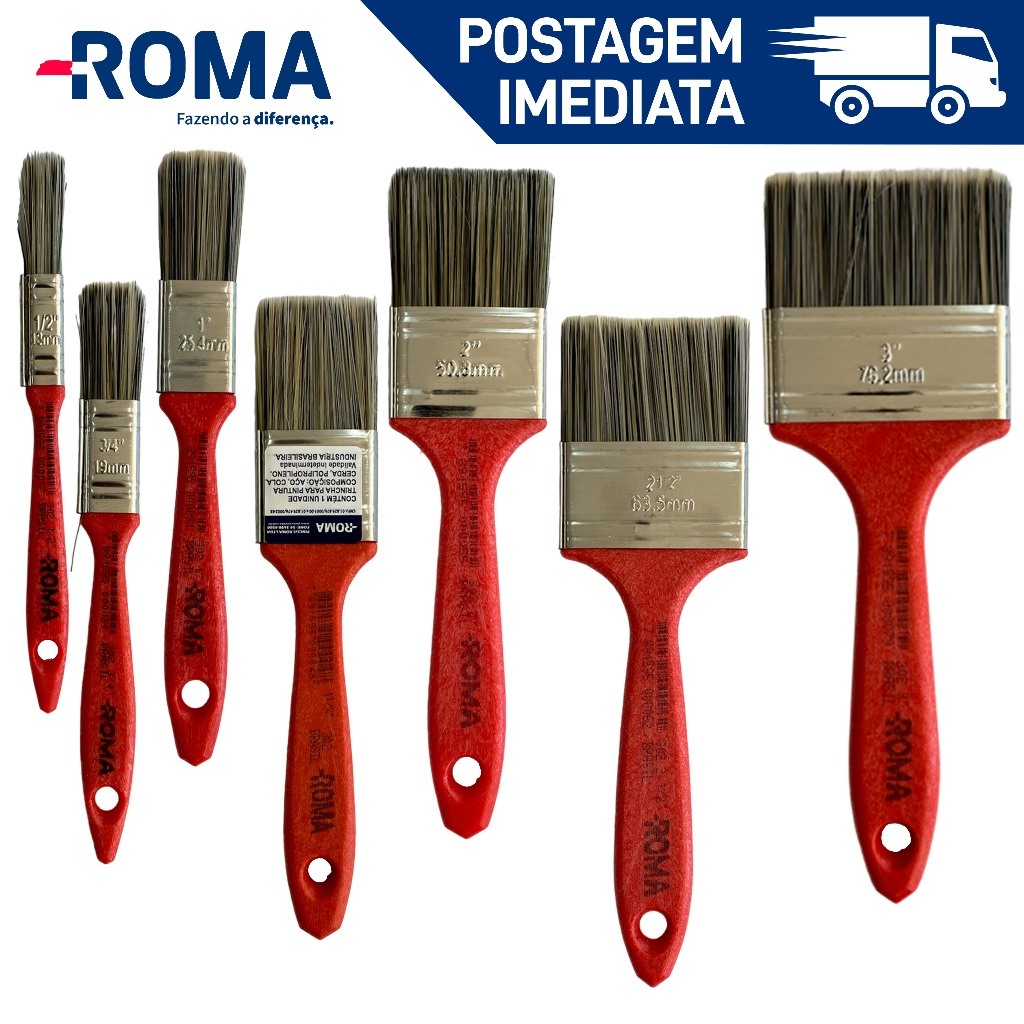 Kit Trincha Pincel Roma Ref: 302 - Kit de 5 e 7 peças | Shopee Brasil