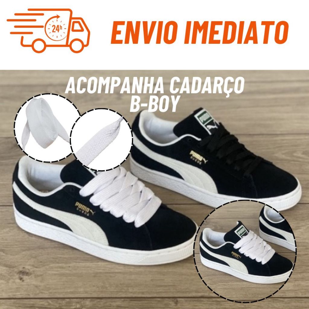 tenis casual skate suede preto e branco 34 ao 43 envio 24 hrs
