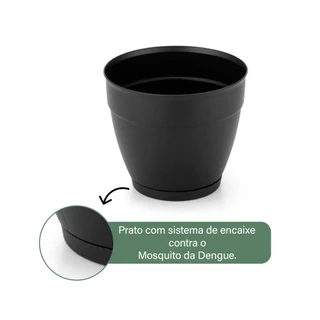 Vaso Redondo 1,5lts Para Pequenas Hortas Mudas Flores Temperos Plantas Com Prato Anti Dengue