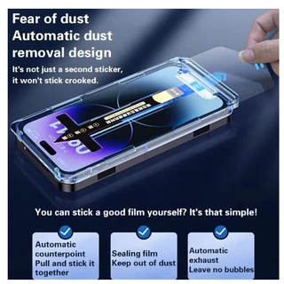 ￼Fácil Instalação Remoção Automática De Poeira Filme Protetor De Tela Tampa Completa De Vidro Temperado Para iPhone 15 14 13 12 11 Mini Pro max Plus XR X XS HD