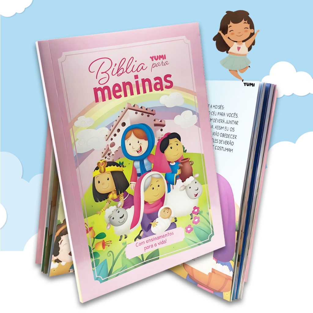 Livro Infantil Bíblia para Meninas Bíblia Rosa Infantil + De 100 ...