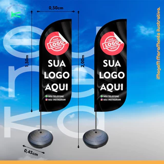 Kit 2 Unidades WindBanner 2 Metros Completo Personalizado - Flag Banner - Wind Banner