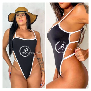 Body Maiô Mel Maia Cavado Fio Dental Maiô feminino Cavado Costa Nua tiras e Alças Suplex