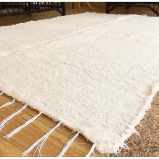 Tapete Artesanal 3,00 X 2,00 para Sala Quarto Felpudo Peludo Boho Rústico Tear Decor 100% Algodão