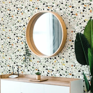 Papel de Parede Adesivo Vílico Lavável Banheiro Efeito Granilite