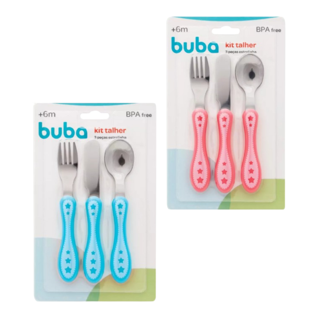 Kit talher Infantil Buba com 3 unidades Aço inoxidável - Talheres ...