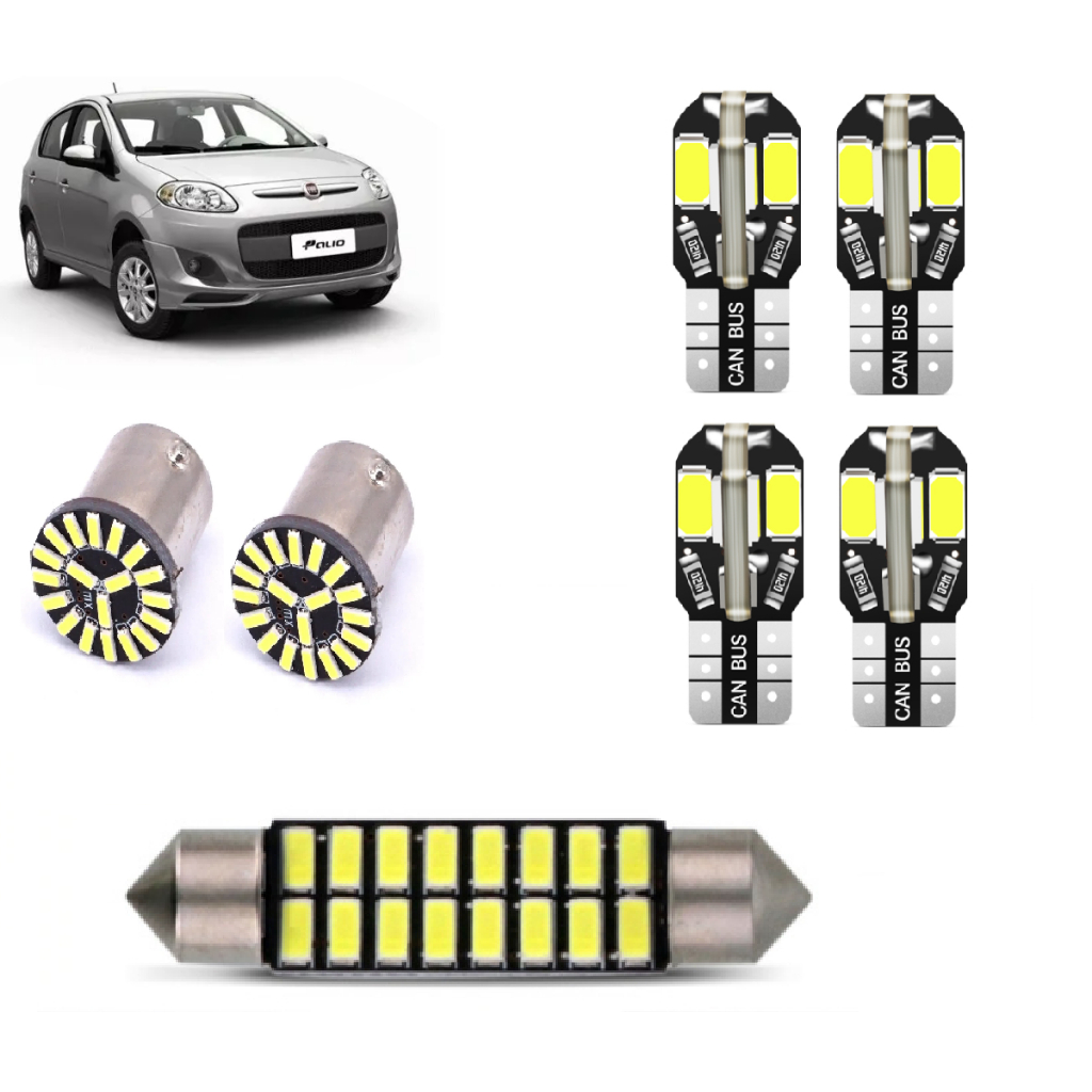 Kit Lâmpada Led Fiat Palio G5 2012 2016 Teto Placa Ré Pingo