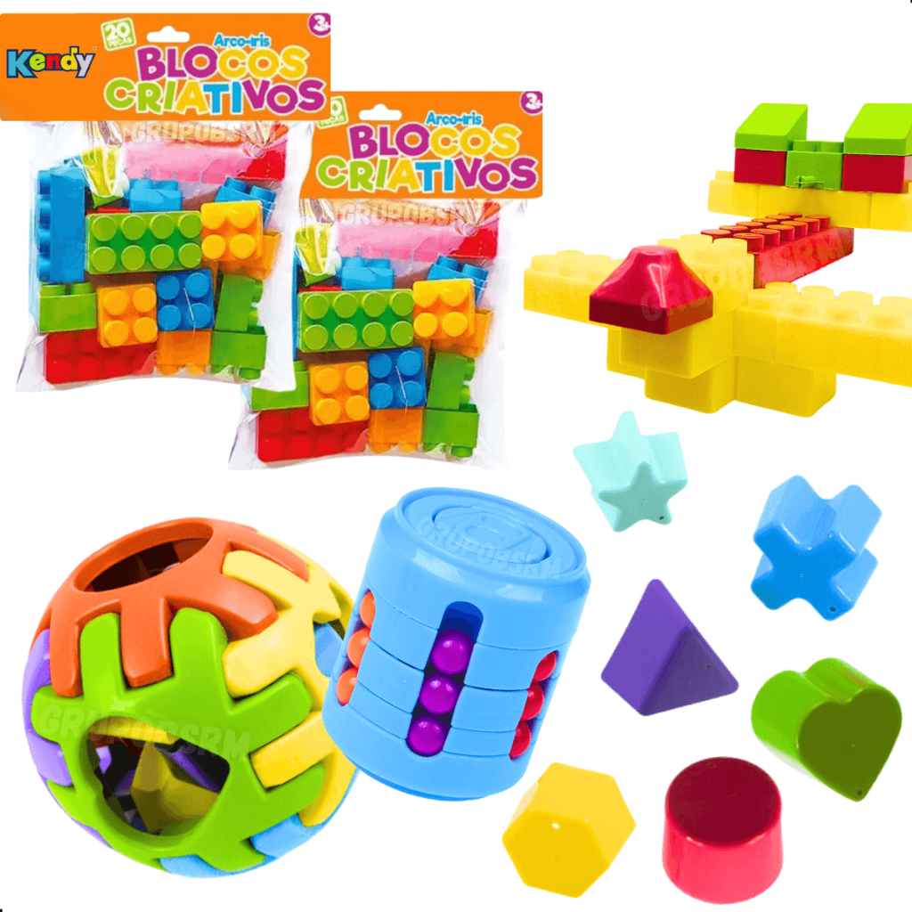 Kit Brinquedos educativos infantil blocos de montar encaixar jogos ...