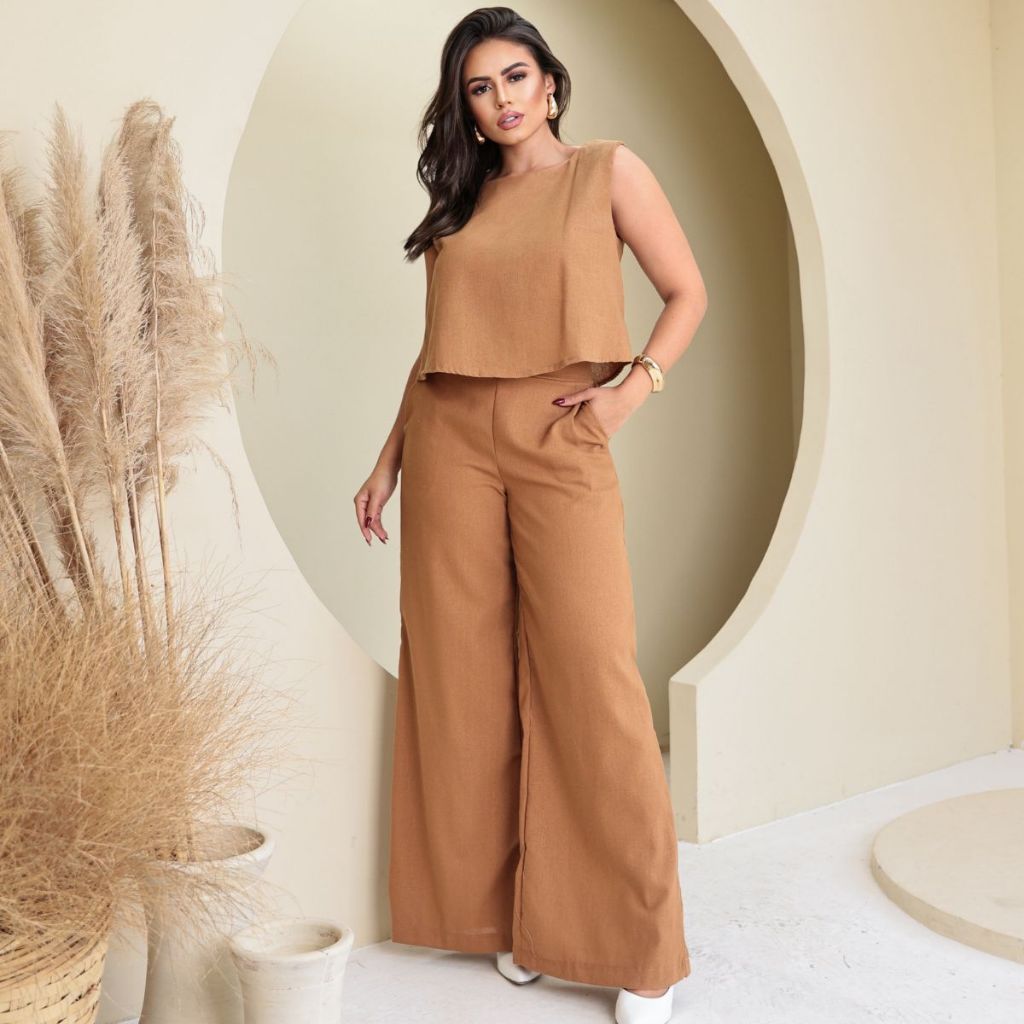 Conjunto alfaiataria de linho: calça e blusa — foto 2