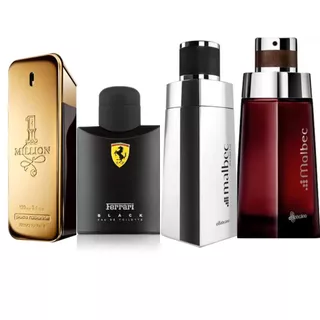 Kit de Perfumes Masculino Million,Ferrary,Malbec Magnetic e MB Tradicional 100ml
