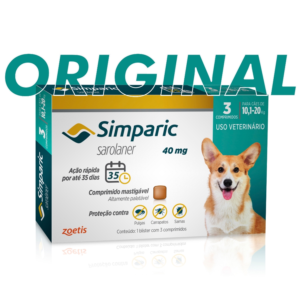 Antipulgas Carrapatos Simparic 10 a 20 Kg Original Envio Imediato 3 Cp ...