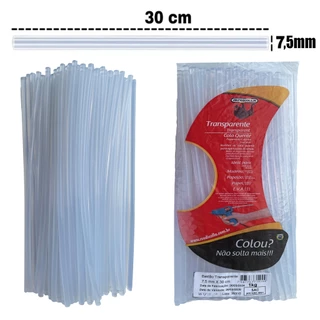 Bastão De Cola Quente 1kg Transparente Fino 7,5mm X 30cm