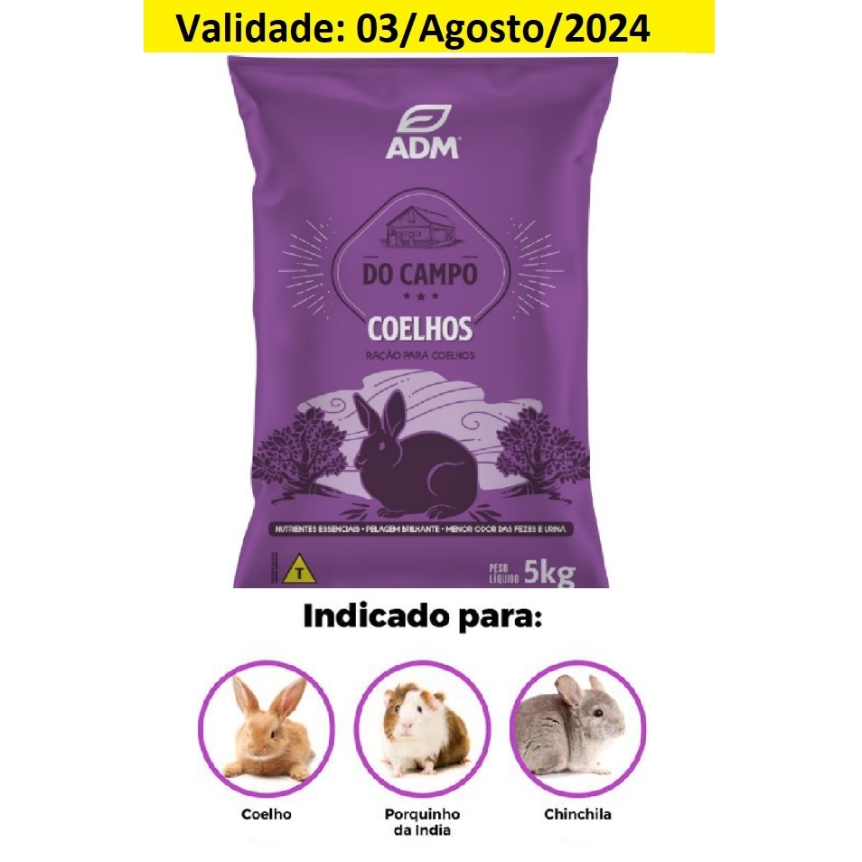 Ração para Coelho Chinchila Porquinho da India - Presence - Do Campo Reduz Odor De Fezes e Urina 5KG