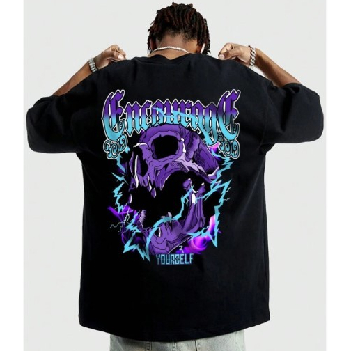 Camiseta Oversized Algodão Streetwear Caveira Unissex