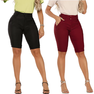 Kit Duas Bermuda feminina bengaline plus size com bolso