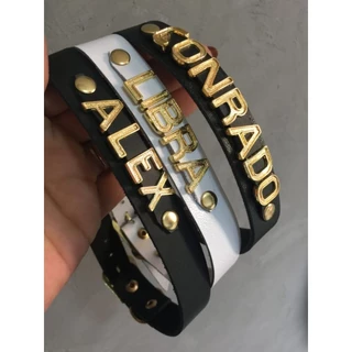 Choker com nome personalizado-em Couro/ROCK Festa Balada