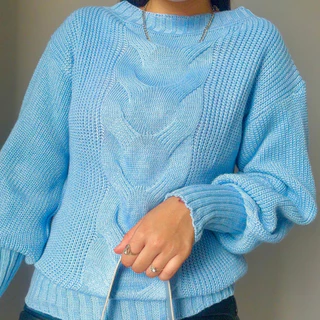 Blusa de Frio Feminina Tranças No Meio Blogueira Manga Longa Tricot Inverno Elegante