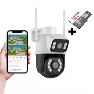 Kit Câmera Lente Dupla - IP Prova D'água Wi-fi YOOSEE + Cartão 32GB - Visão Noturna