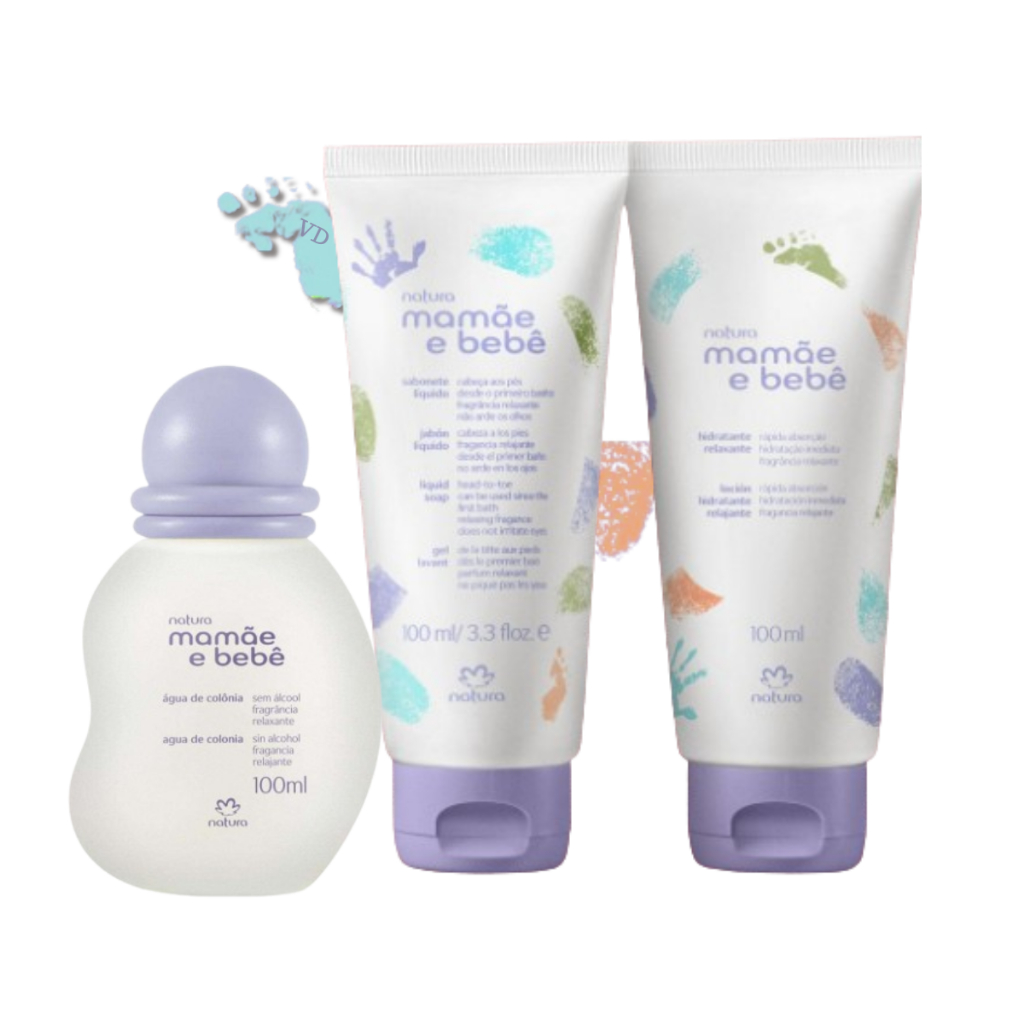 Kit Natura Mamãe e Bebê Água de Colônia + Sabonete Líquido e Hidratante ...