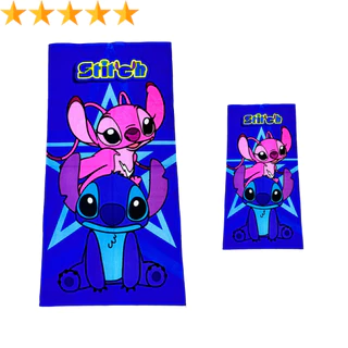 Toalha De Banho E Rosto Boca Lancheira Infantil Lilo Stitch E Angel em Oferta na Shopee