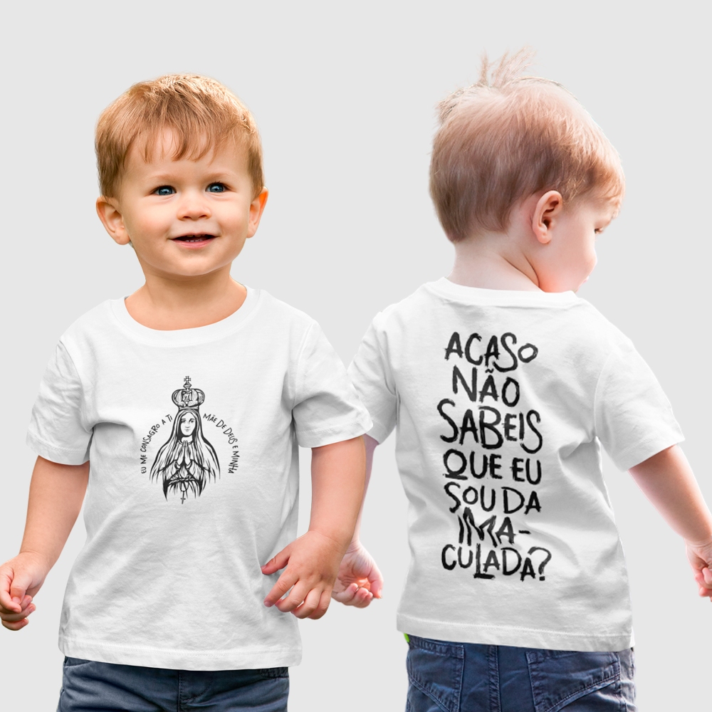 Camiseta Infantil Acaso Não Sabeis Que Sou da Imaculada Blusas ...