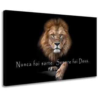 Quadro Decorativo Leão De Judá Nunca Foi Sorte Sempre Foi Deus Mosaico Sala Quarto Escritório