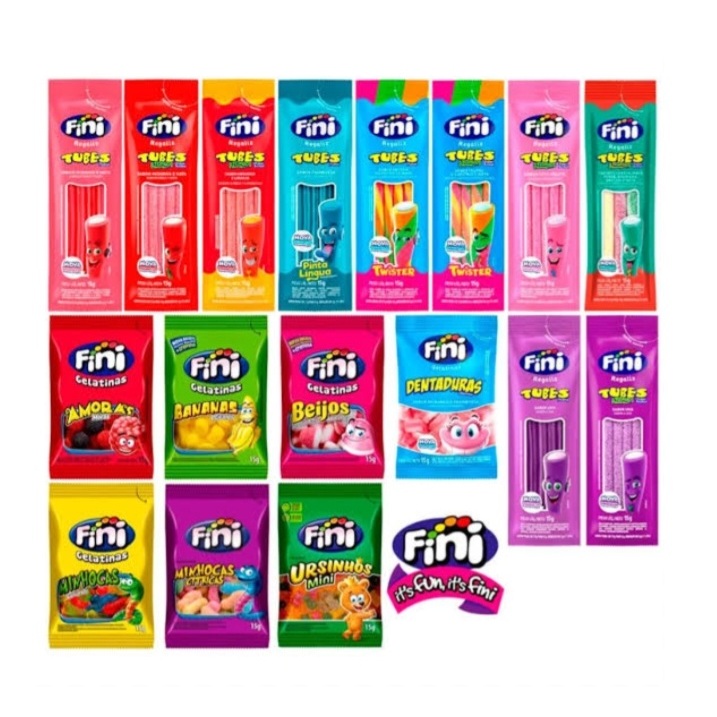 Kit Bala Fini C/ 60 Uni Sortidos Variados, Balas Gelatinas ,Balas Tubes ...