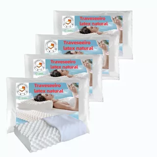 KIT 4 PÇ Travesseiros latex tailandia natural importada para coluna cervical massagem