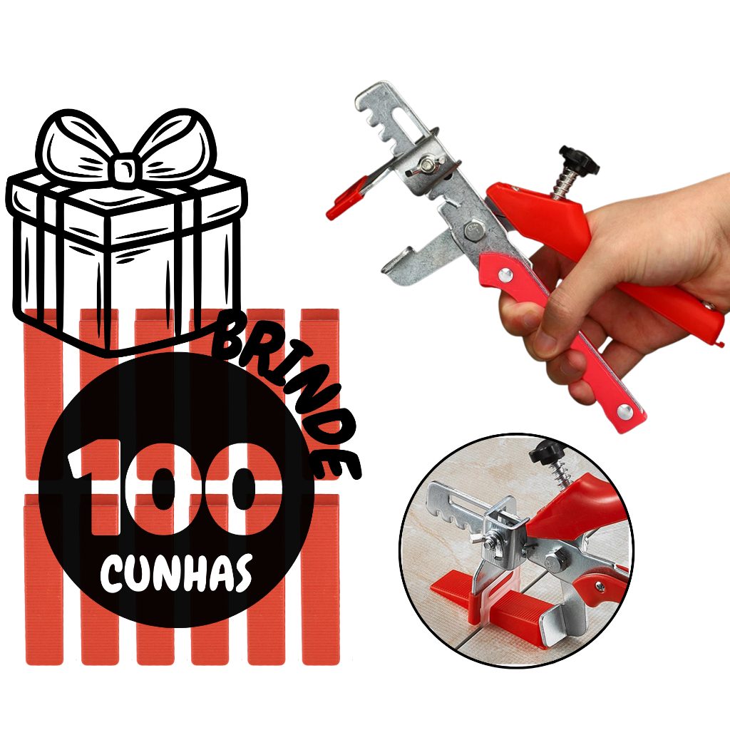 Alicate Para Cunhas Largas de Niveladores de Piso e Porcelanato + 100 Cunhas