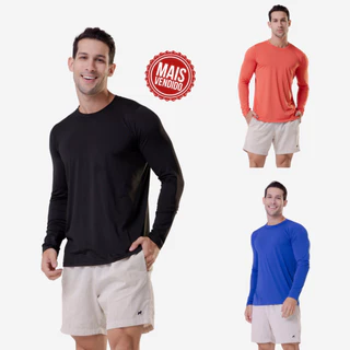 Kit 3 camisa uv masculino térmica masculina proteção solar blusa manga longa