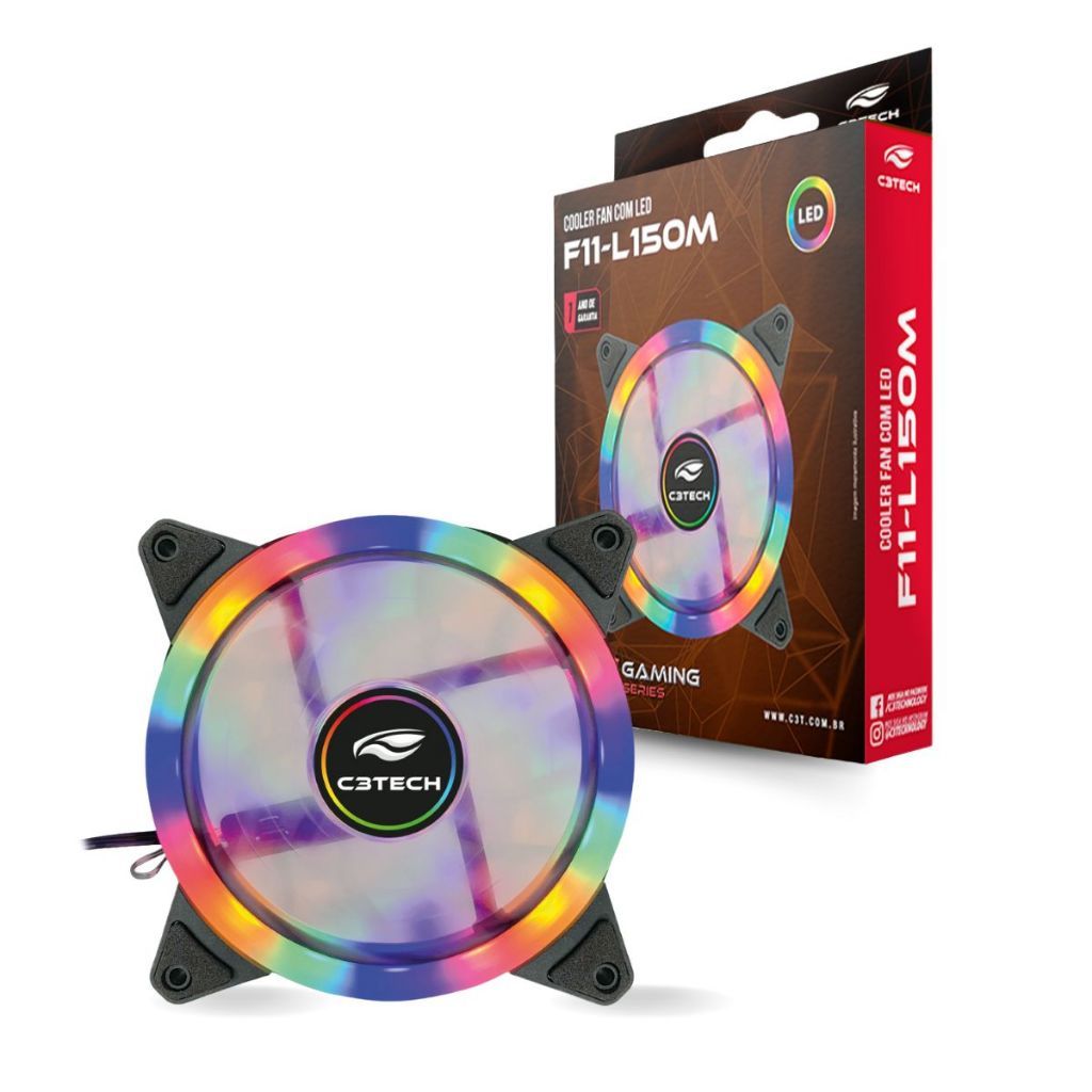 Cooler Fan 120mm Led Rgb Silencioso Alta Refrigeração C3tech Molex 4 Pinos