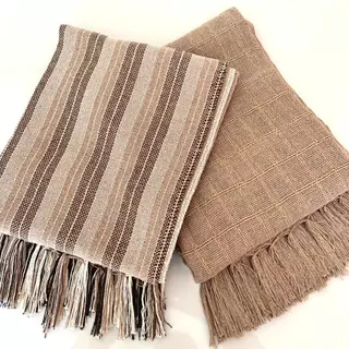 kit 2 Mantas Decorativa Capuccino e Marrom Listrada Para Sofá Xale 1,80cmx1,20cm